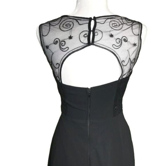 Maniju Lace Embellished Chiffon Maxi Formal Dress Black Size Medium NWT - Picture 6 of 6